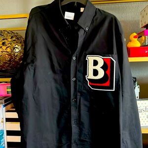 Authentic Burberry men, black, long sleeve shirt sz. L